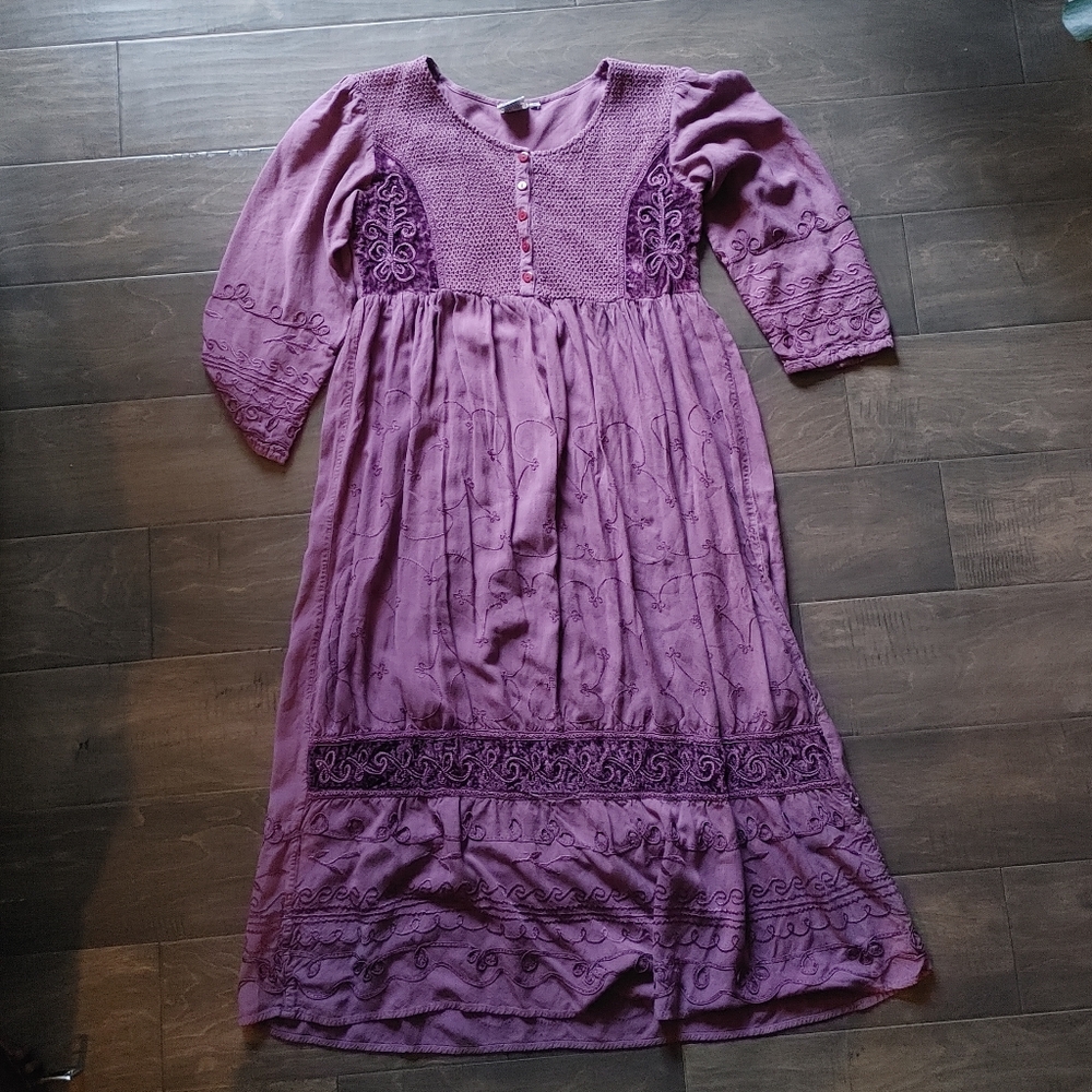 Purple Embroidered Papillion Dress